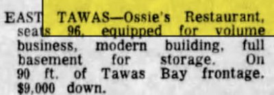 Ossies Lakeview Restaurant (Ossies Lakeview Grill) - Mar 1 1963 For Sale (newer photo)